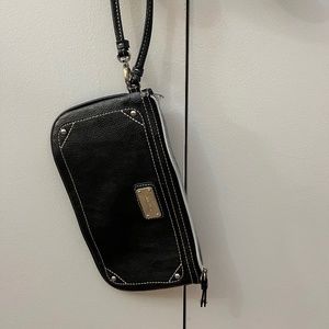 Black leather clutch